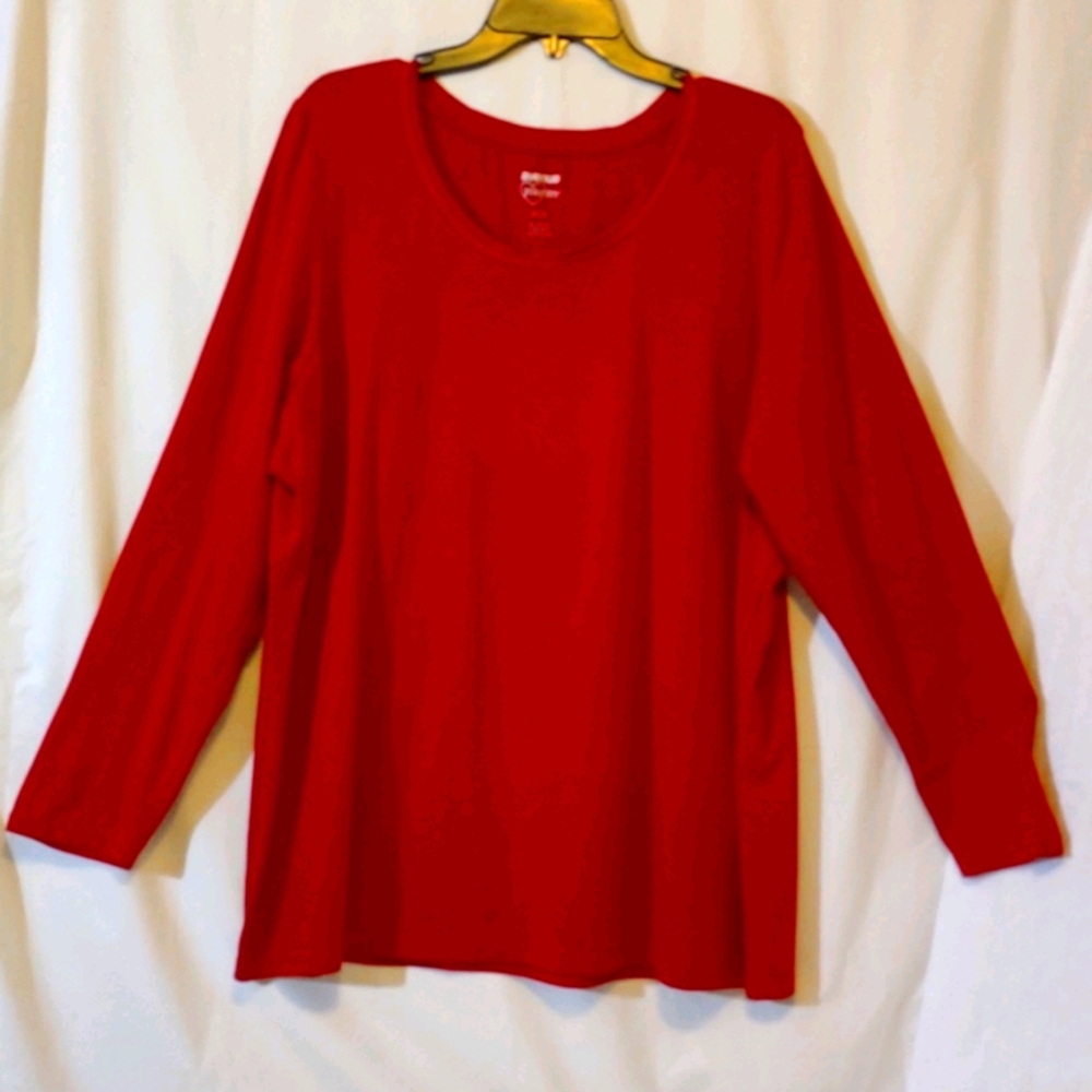Gently Worn Women's Avenue Size 22/24 Red "Your Tee" Shirt 3/4 Sleeve